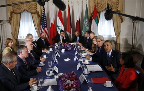 Americk prezident Barack Obama na schzce s pedstaviteli arabskch stt,...