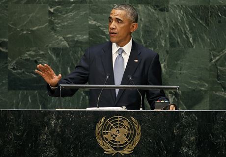 Americký prezident Barack Obama hovoí ped Valným shromádním OSN.