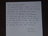 Millerv dopis první dám Spojených stát Michelle Obamové.