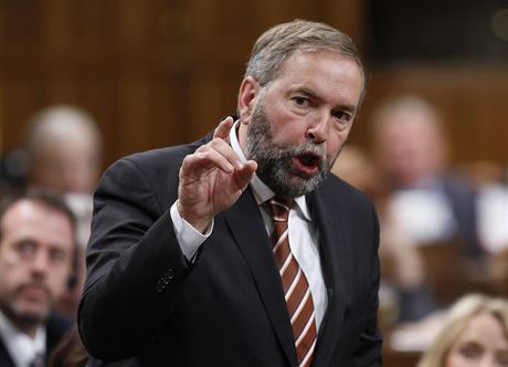 Pedseda strany NDP Thomas Mulcair bhem jednání kanadského parlamentu v Ottaw.