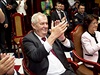 Prezident Milo Zeman pi tradiním pedstavení divadla masek v ín