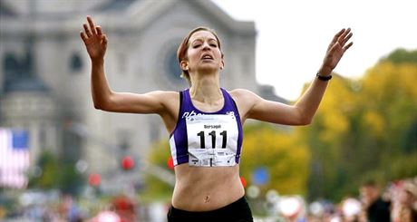 Annie Bersagelová pi svém triumfu na americkém maratonském ampionátu.