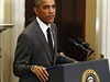 Prezident USA Barack Obama odpovídá reportérm na tiskovce v Bílém dom