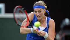eská reprezentantka Petra Kvitová v úvodní dvouhe s Andreou Petkovicovou z...