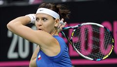 eská tenistka Lucie afáová bhem praského finále Fed Cupu.