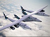 SpaceShipTwo pod křídly letounu White Knight Two, který raketoplán vynese do...