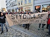 Lidé v Krnov protestují proti prezidentu Zemanovi
