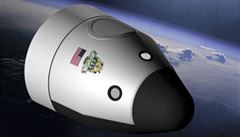 Počítačová simulace suborbitální lodi New Shepard.