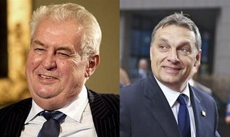 Prezidenti Milo Zeman (R) a Viktor Orbán (Maarsko).