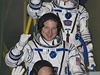 Astronauti Terry Virts, Anton kaplerov, a Samantha Cristoforetti se louí s...