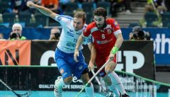 Mistrovství sv�ta florbalist�, semifinále, �R - Finsko. �eský úto�ník Jan Natov...