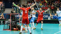 Jan Natov se raduje z gólu do finské sít�.