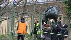 Zhruba dvacítka aktivist pila 14. prosince na "veejnou brigádu" k budov...