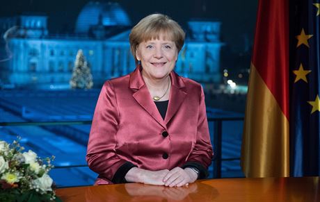 Kancléka Angela Merkelová pi novoroním projevu zveejnném 30. prosince 2014.