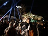 Modlitba ped buddhistickým chrámem v Soulu, hlavním mst Jiní Koreji