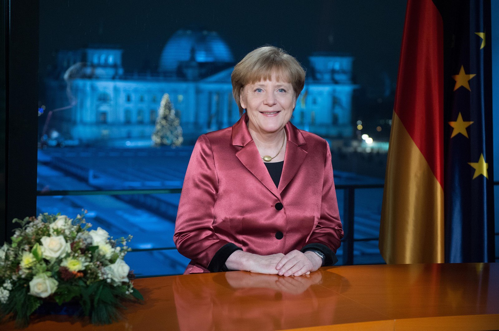 Kanclé�ka Angela Merkelová p�i novoro�ním projevu zve�ejn�ném 30. prosince 2014.