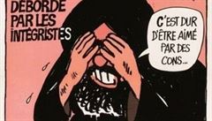 Titulní stránka týdeníku Charlie Hebdo z února 2006. Mohamed na obálce �íká:...