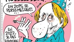 Týdeník Charlie Hebdo ve stedu vyel s obálkou, kde je karikatura spisovatele...