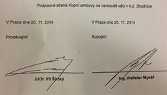 Ukázka kupní smlouvy na vilu Vratislava Mynáe