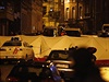 Belgická bezpenostní sluba blokuje ulici ve mst Verviers.