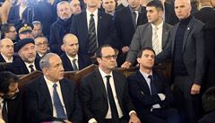 Israelský premiér Netanyahu a Francois Hollande na ceremoniálu k uctní památky...