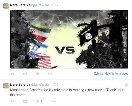 Zprva z twitterovho tu Nero Saraivy, kter pedpovd osud popravenho...