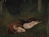 Franz von Stuck, Faun a nymfa (kdlen), 1892 olej, pltno, 63 x 64 cm,...