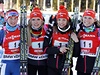 Zleva: Veronika Vítková, Gabriela Soukalová, Jitka Landová a Eva Puskaríková.