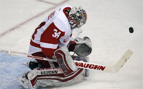 eský gólman Petr Mrázek vychytal v brance Detroit Red Wings první nulu letoní...