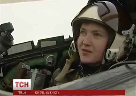 Nadda Savenková v reportái ukrajinské televize.
