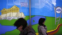 Výloha aténského obchodu s kresbou Panteonu (ilustzrační foto).