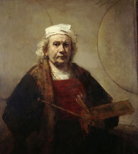 Autoportrét s dvma kruhy, Rembrandt Harmensz. van Rijn, c. 1665-1669.