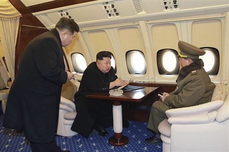 Kim ong-un na palub svho soukromho letounu.
