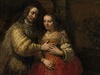 Isaac a Rebecca (idovská nevsta).  Rembrandt Harmensz. van Rijn, c. 1665 - c....