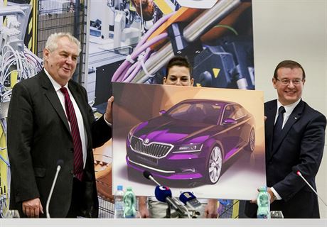 Prezident Milo Zeman navtvil novou svaovnu kody Auto v Kvasinch....