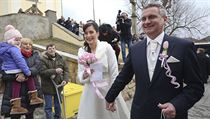 Svatba Alexandry Noskové a Vratislava Mynáře v sobotu 28. února.