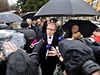 Premiér Bohuslav Sobotka hovoí s novinái v Uherském Brod, kde 2. bezna...