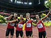 Zlato ze tafety na 4x400 metr slaví Belgie. Její tým ze tí tvrtin tvoili...