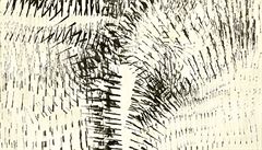 Milan Grygar: Akustická kresba (1965). D�ívko, tu�, 88 x 62,5 cm.