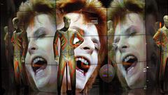 Uk�zka z v�stavy v�novan� retrospektiv� Davida Bowie v budov� pa��sk� Filharmonie.