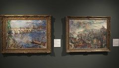 Pohled do expozice Kokoschka a Praha ve Veletr�ním paláci.
