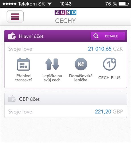 Ukázka aplikace banky Zuno v brnnském náeí.