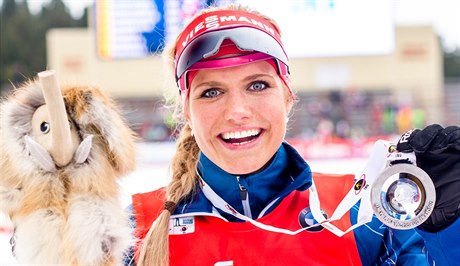 eský biatlonistka Gabriela Soukalová se stíbrnou medailí.