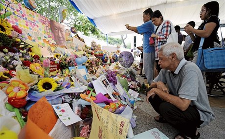 Záplava kvtin ped nemocnicí. Bývalý premiér Lee Kuan Yew v ní se zápalem plic...
