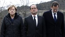 Nmeck kanclka Angela Merkelov, francouzsk prezident Francois Hollande a...