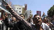 Protesty proti itskm milicm v Tazu, tetm nejvtm mst Jemenu.