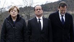 Nmecká kancléka Angela Merkelová, francouzský prezident Francois Hollande a...