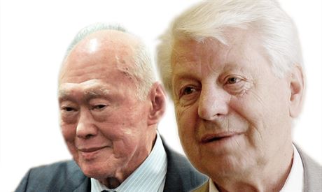 Bývalý singapurský premiér Lee Kuan Yew (19232015) a eský exministr kolství...