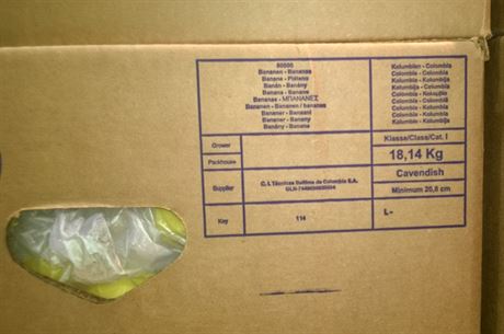 Banny z Kolumbie v prodejn Lidl na prask Zbraslavi. V podobnch krabicch...