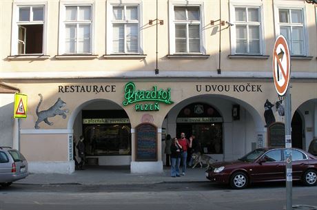 Restaurace a pivovar U dvou koek na Uhelném trhu v Praze.